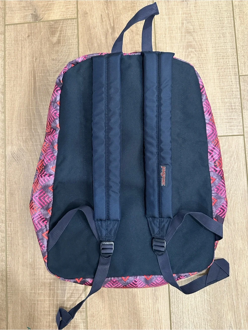 Jansport Pink and Red Geometric Pattern Backpack